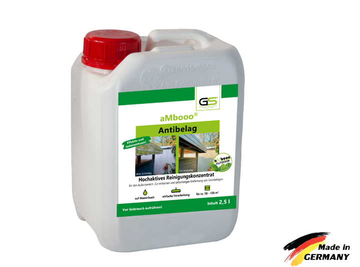 Der aMbooo Terrassen Antibelag Reiniger.