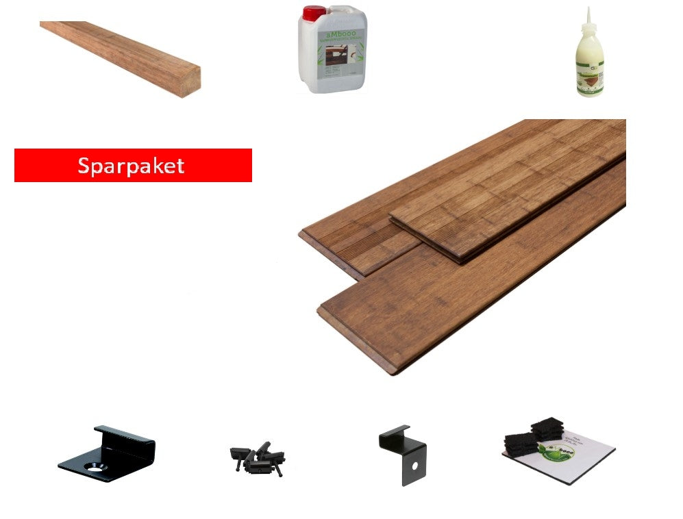 Terrassen Komplett-Sparset Bambus-Natur.