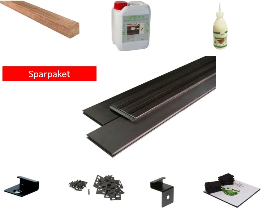Terrassendielen Komplettpaket Havanna mit einer Bambus UK.