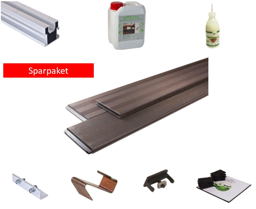 Terrassendielen Komplettpaket Matanzas mit einer Aluminium UK.