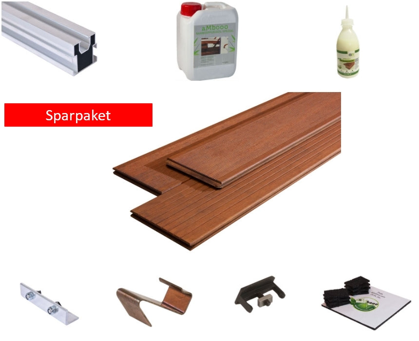 Terrassendielen Komplettpaket Santiago mit einer Aluminium UK.