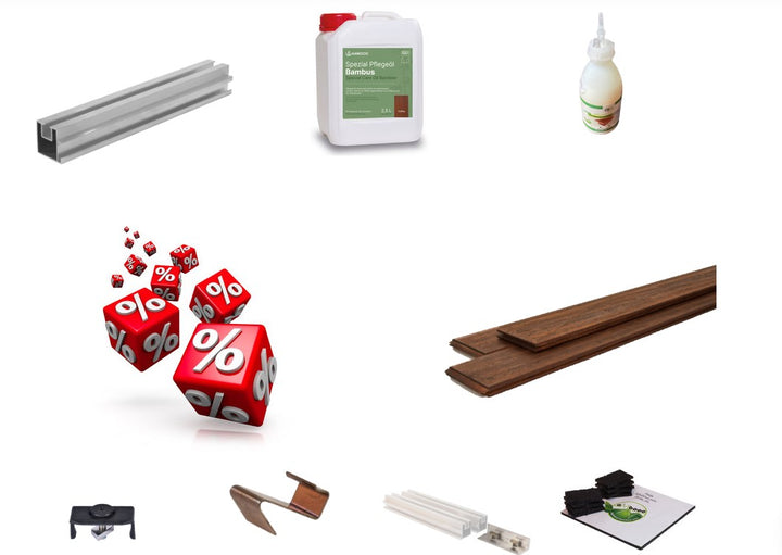 Das XL Terrassen Rundumsorglos Paket mit einer Bambusdiele in Altholzoptik.