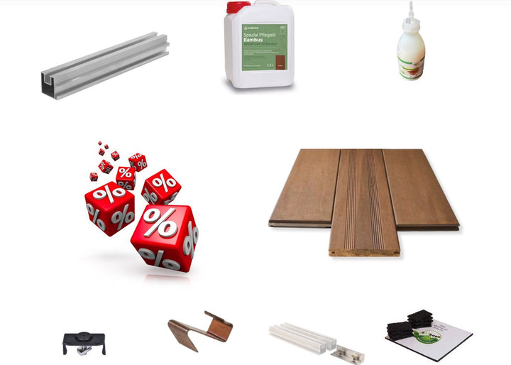 Das Terrassendielen Sparpaket Holguin mit einer Unterkonstruktion aus Aluminium.